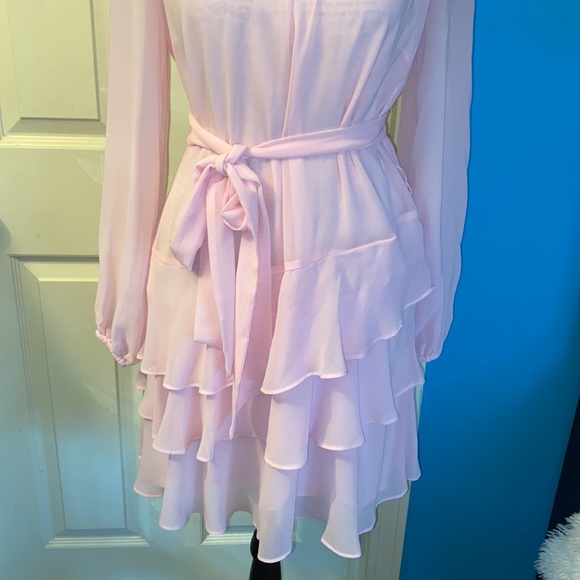 NWOT.  Express pink ruffled dress - Picture 3 of 7